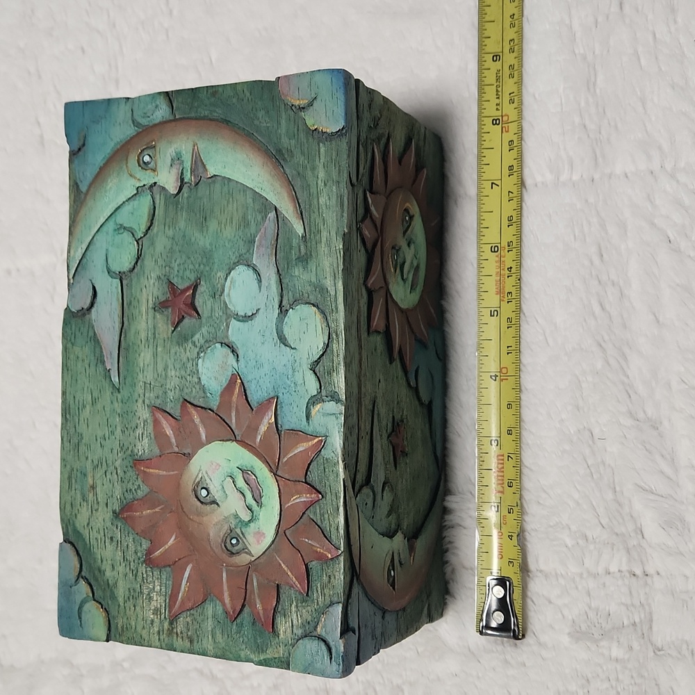 Vintage  Sun and Moon Wooden Box